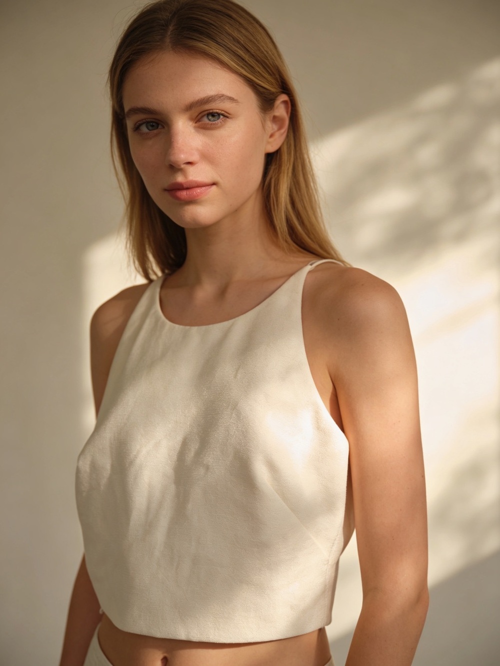 Eliza J Ivory Textured High Neck Crop Top Sleeveless Blouse XL 14